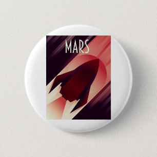 Mars Starship Art Deco Space Art 2 Inch Round Button
