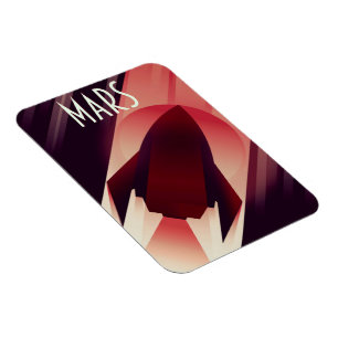 Mars Starship Art Deco Space Art Magnet