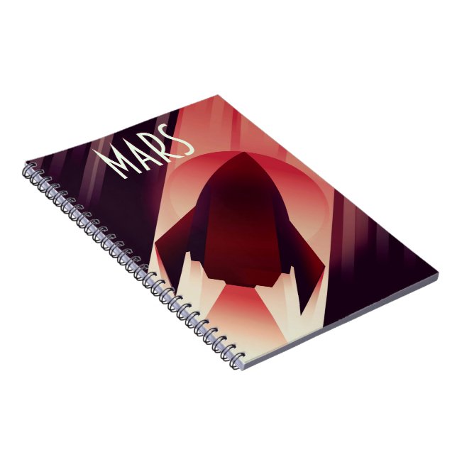 Mars Starship Art Deco Space Art Notebook (Right Side)