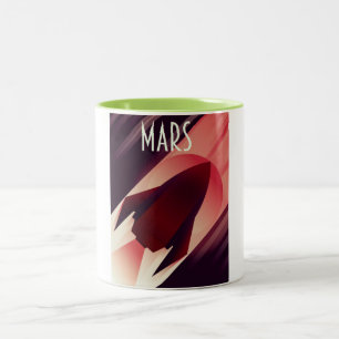 Mars Starship Art Deco Space Art Two-Tone Coffee Mug