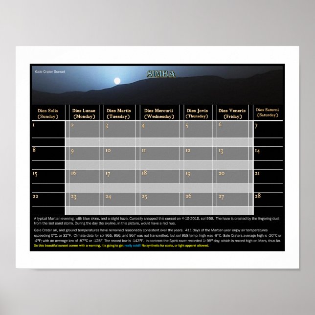 Mar's Sunset: Gale Crater Poster (Front)