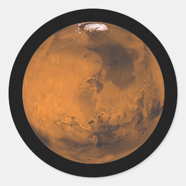 Mars the Red Planet in Outer Space Classic Round Sticker (Front)