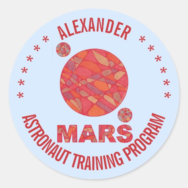 Mars The Red Planet Space Geek Solar System Fun Classic Round Sticker (Front)
