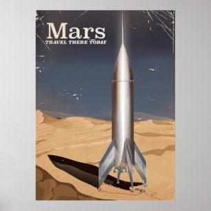 Mars - travel there today vintage travel poster