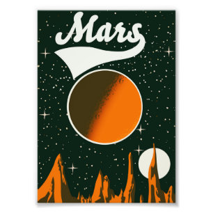 Mars vintage space art photo print