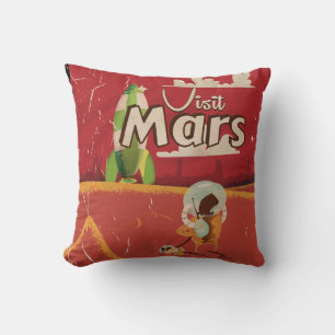 Mars Vintage Travel Poster Throw Pillow