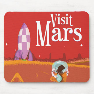 Mars Voyage vintage travel poster Mouse Pad