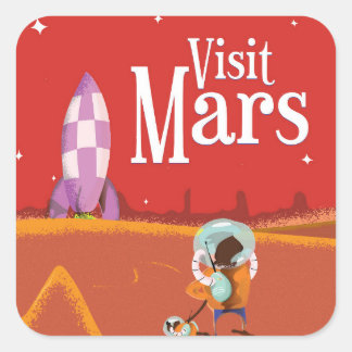 Mars Voyage vintage travel poster Square Sticker