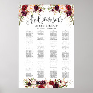 Marsala alphabetical blush burgundy seating chart