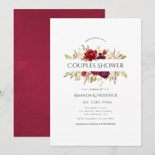 Marsala and Blush Floral Couples Shower Invitation