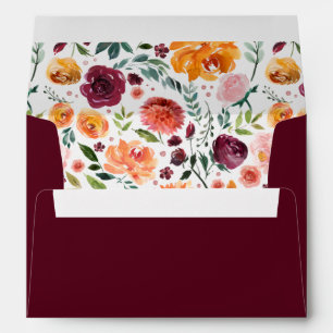 Marsala and Burgundy Flowers For 5x7 Invitation Envelopes