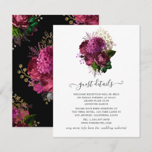 Marsala and Gold Floral Wedding Guest Details Enclosure Card