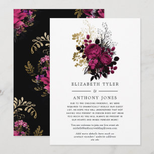 Marsala and Gold Floral Wedding Guest List Announcement