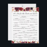 Marsala and Pink Floral Wedding Advice Cards<br><div class="desc">Our marsala, burgundy, and wine floral fill in the blank advice cards are a fun activity to have a wedding reception or bridal shower. You can change the heading wording if you would like by using Zazzle's "Personalize this template" tool. Be sure to check out our large selection of coordinating...</div>