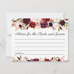 Marsala and Pink Floral Wedding Advice Cards