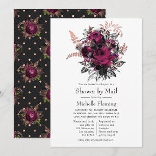 Marsala and Rose Gold Floral Shower by Mail Invitation
