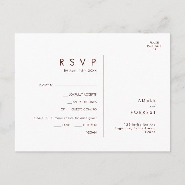 Marsala Autumn Floral Blush Menu Choice RSVP Card (Back)