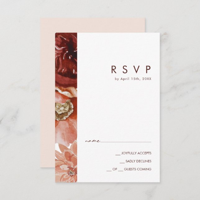 Marsala Autumn Floral | Blush RSVP Card (Front/Back)
