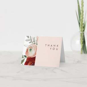Marsala Autumn Floral   Blush Thank You Card