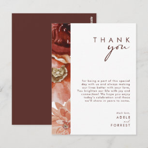 Marsala Autumn Floral   Carte de réception Merci