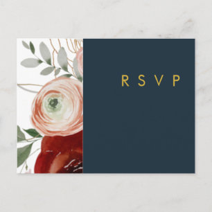 Marsala Autumn Floral   Carte postale RSVP de mari