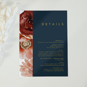 Marsala Autumn Floral   Navy Details Enclosure Card