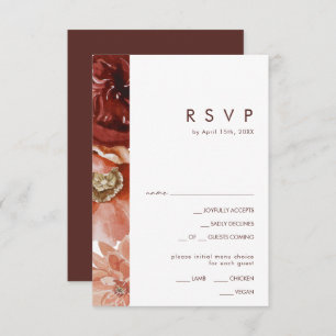 Marsala Autumn Floral White Menu Choice RSVP Card
