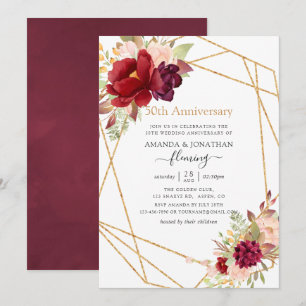 Marsala & Blush Geometric 50th Wedding Anniversary Invitation