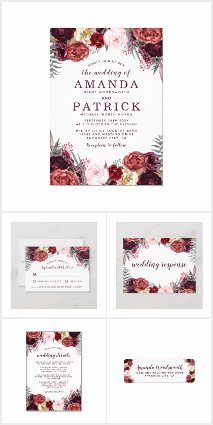 Marsala Blush Peony Burgundy Wedding Collection