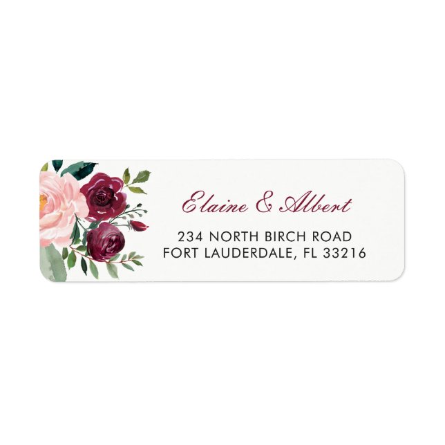 Marsala Blush Pink Botanical Flowers (Front)
