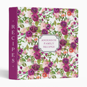 Marsala & Blush Pink Floral Family Recipe Binder