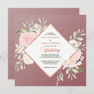 Marsala Blush Rose Floral Frame Faire-part de mari