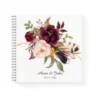 Marsala Boho Aquarelle Floral Mariage Livre d'or