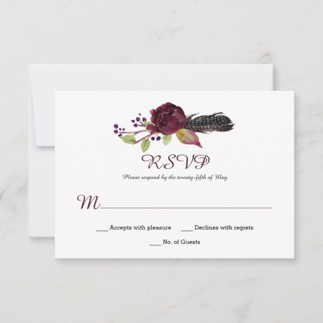 Marsala Bourgogne Blanc Rouge Roses Boho RSVP (Devant)
