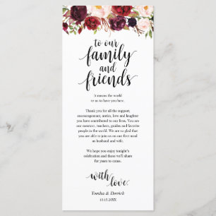 Marsala Bourgogne, Carte de remerciements du lieu