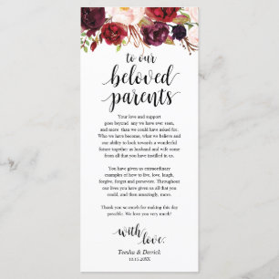 Marsala Bourgogne, Carte de remerciements du lieu