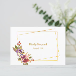 Marsala Bronze Roses Floral Wedding RSVP