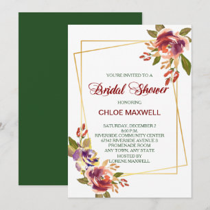 Marsala Bronze Roses Invitation de douche nuptiale