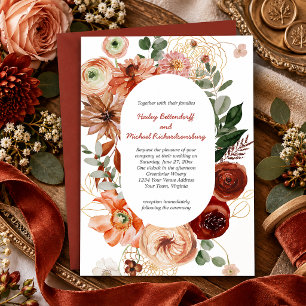 Marsala Burgundy Blush Fall Floral Wedding Invitat Invitation