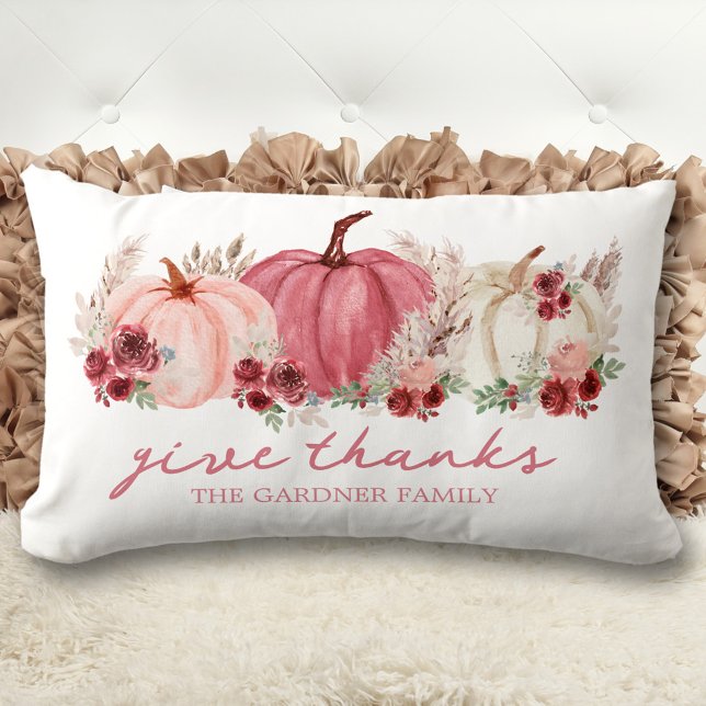 Marsala Burgundy Fall Autumn Boho Pumpkins Name Lumbar Pillow (Marsala Burgundy Fall Autumn Boho Pumpkins Name Lumbar Pillow)