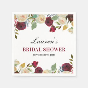 Marsala Burgundy Fall Bridal Shower Table Paper Napkin