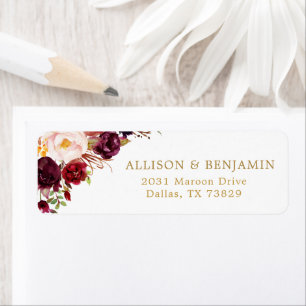 Marsala Burgundy Fleurs Retourner Adresse Label