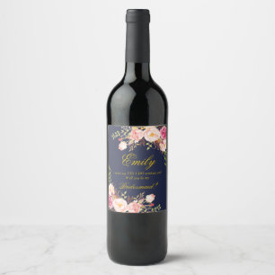 Marsala Burgundy Floral Bridesmaid Proposal-2 Wine Label