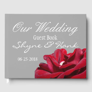 Marsala Burgundy Floral Grey Wedding Guestbook