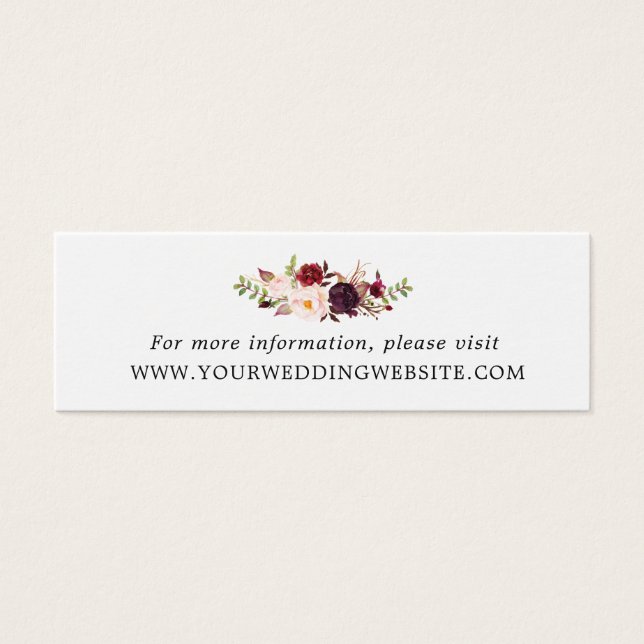 Marsala Burgundy Floral Wedding Website Cards (Front)