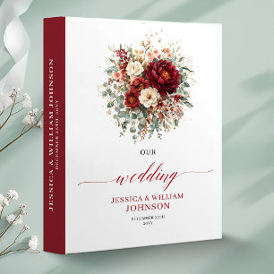 Marsala Burgundy Gold Eucalyptus Fall wedding memo Binder