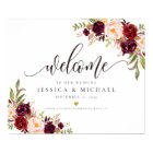 Marsala Burgundy Mariage Affiche de bienvenue