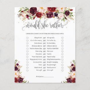 Marsala burugndy gold floral would she rather game