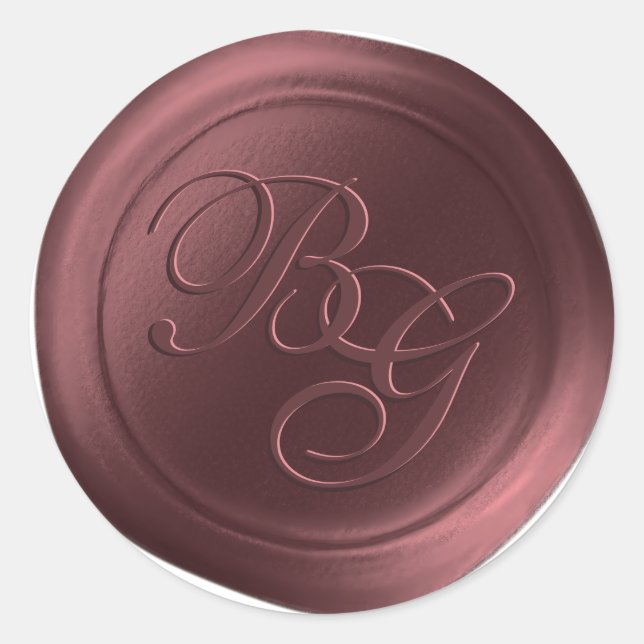 Marsala Calligraphy Monogram Wax Seal Stickers (Front)