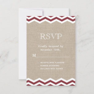 Marsala Chevrons sur Burlap RSVP